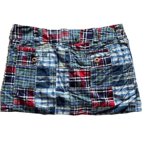 American Eagle Outfitters Madras Plaid Patchwork Micro Mini Skirt  Sz 8 Y2K VTG - Picture 3 of 9